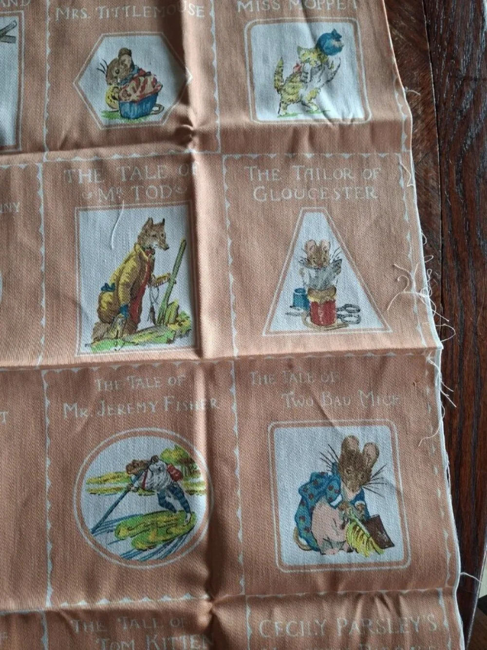 Vtg Beatrix Potter Fabric Panel - Cotton -